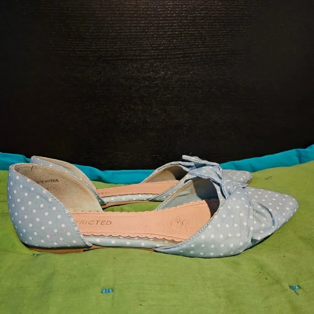 Restricted mint green polka dot bow D'orsay‎ pointed toe flats 9